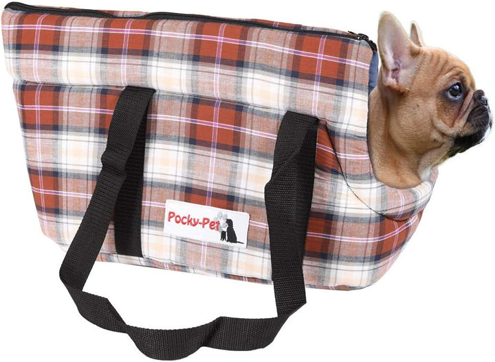 Hundetragetasche Grösse S rot kariert Transporttasche für Hunde und Katzen Hundetasche Polyester str