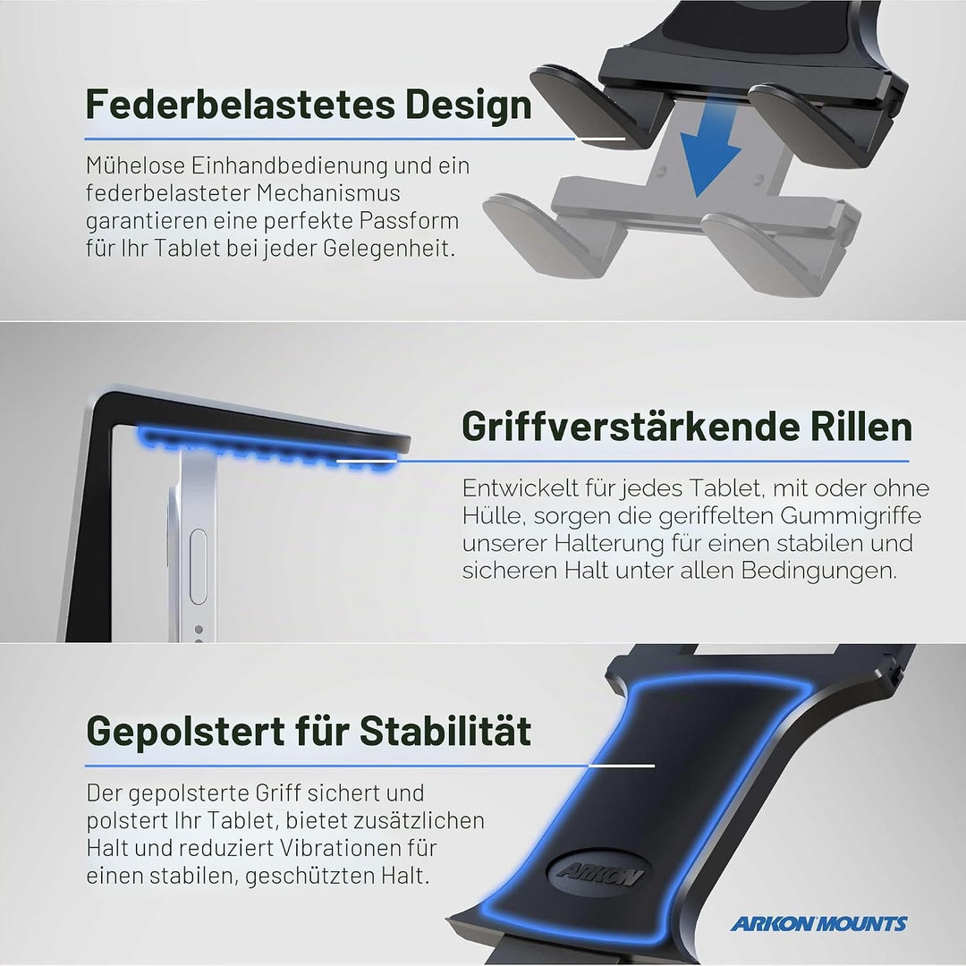 ARKON TAB086-12 Heavy Duty Tablet-Halterung mit 30,5 cm langem Haltearm für iPad Pro, iPad Air, Gala