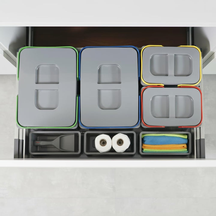 Mülltrennsystem Küche für 90 cm Schrank 4-fach 80,3x49x30 cm (2x 15L + 2x 7L) mit Deckel Einbau Abfa