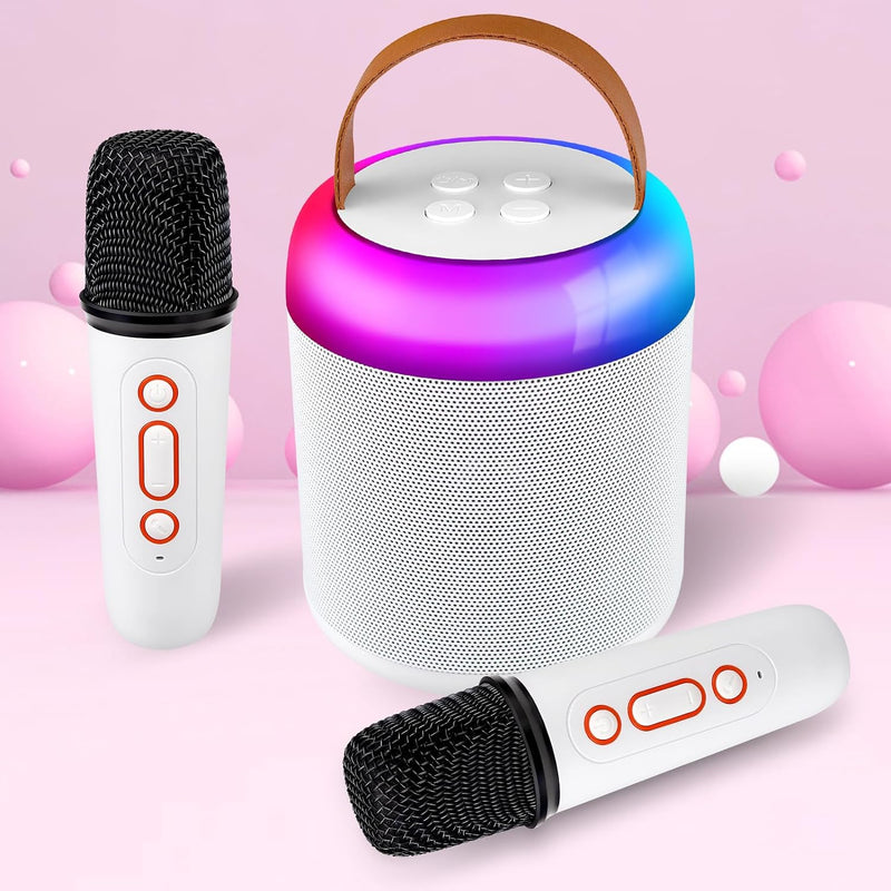 Amouhom Karaoke Maschine für Kinder/Erwachsene, Tragbarer Mini Bluetooth Lautsprecher mit 2 Kabellos