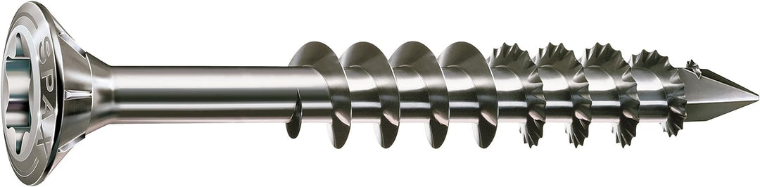 SPAX Fassadenschraube aus Edelstahl rostfrei A2, 5,0 x 80 mm, 100 Stück, T-STAR plus, Linsensenkkopf