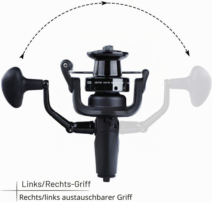 Sougayilang Karpfenrolle Ultra Smooth Powerful Spinning Angelrolle 28LBS Drag Power 12 + 1BB Metallk