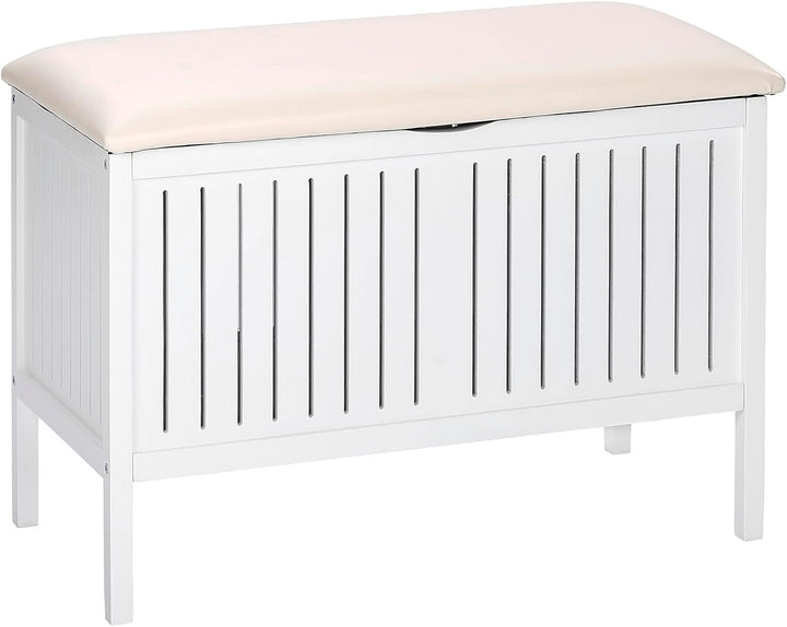 WENKO Wohnbank Oslo - Badhocker im Landhausstil, Holz, 78 x 55 x 39 cm, Weiss Wohnbahnk, Wohnbahnk