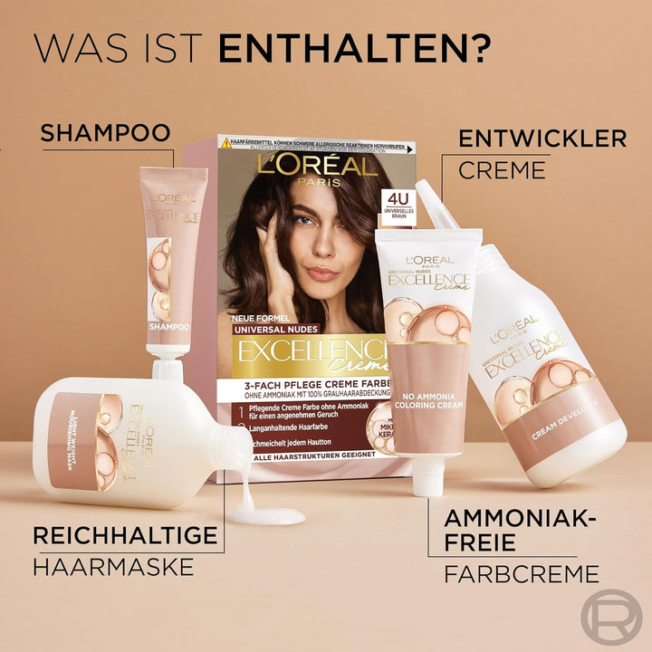 L'Oréal Paris Permanente Haarfarbe für jeden Hautton, Coloration ohne Ammoniak, Universale Nude-Töne