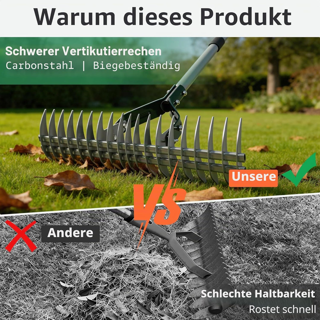 ORIENTOOLS Rechen, Rechen, 44 cm Breite x 180 cm Höhe, Grün, 2,1 kg