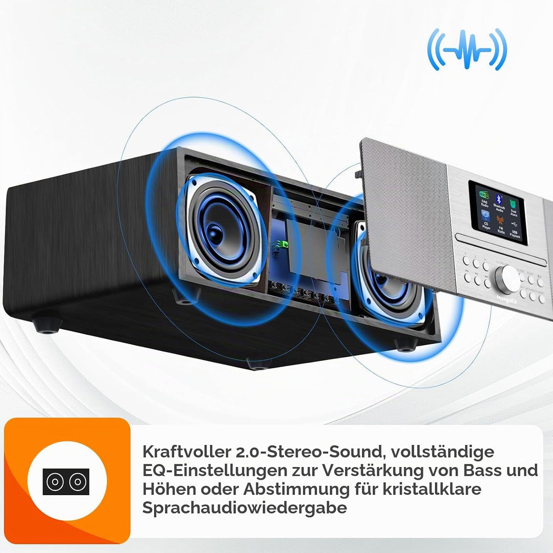 MS4 CD-Player,DAB Radio HiFi-System,Bluetooth,Stereo,Schwarz | Peak 100W Lautsprecher, akustisches H