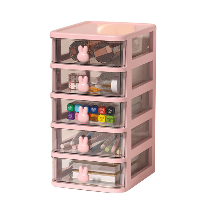 Fdit Kunststoff-Schubladenaufbewahrung, Mehrstufige Schreibtisch-Aufbewahrungsbox, Hasengriff, Kunst
