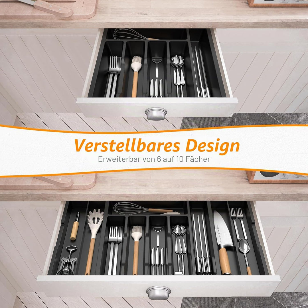 iDavosic.ly Besteckkasten für Schubladen, Erweiterbarer Besteckeinsatz für Schubladen Cutlery 0rgani