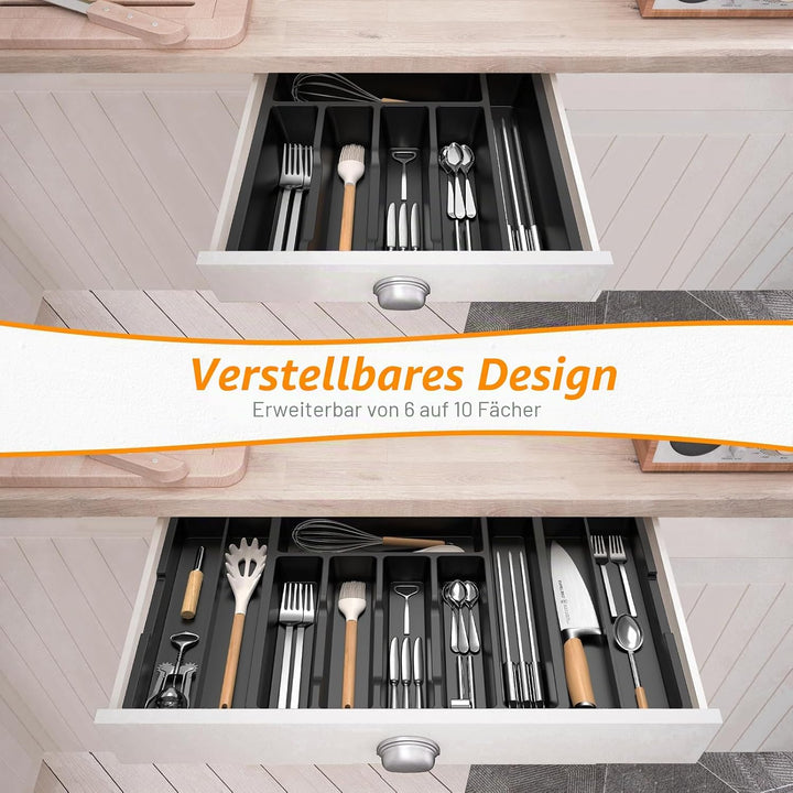 iDavosic.ly Besteckkasten für Schubladen, Erweiterbarer Besteckeinsatz für Schubladen Cutlery 0rgani