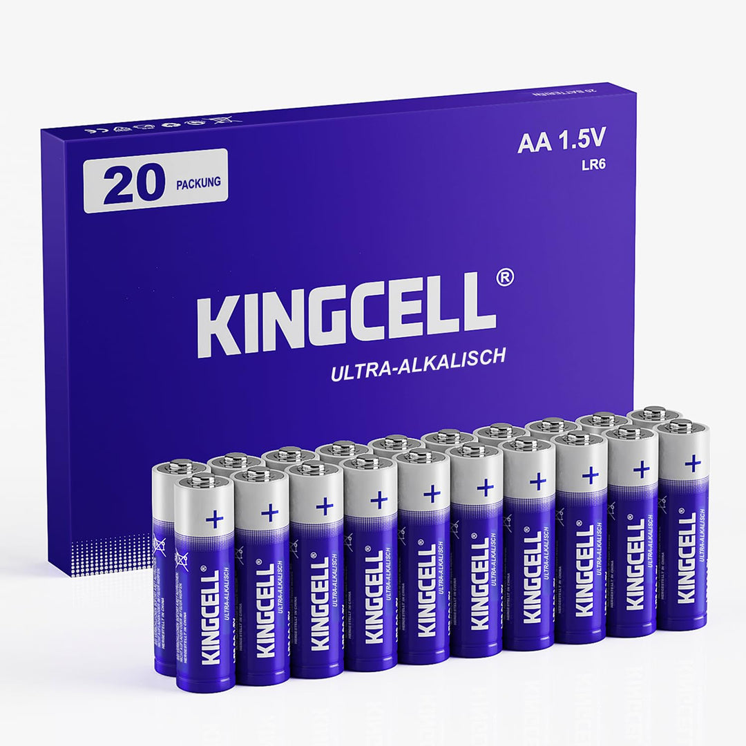 KINGCELL AA Batterien 20 Stück, Hochleistungs Alkaline Batterien AA mit Extrem Langer Lebensdauer, A