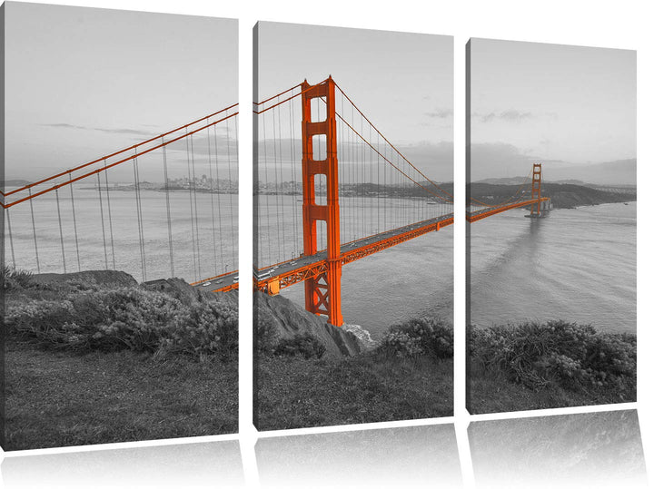 Pixxprint Golden Gate Bridge San Francisco als Leinwandbild | Grösse: 3 Teilig (120x80) | Wandbild|