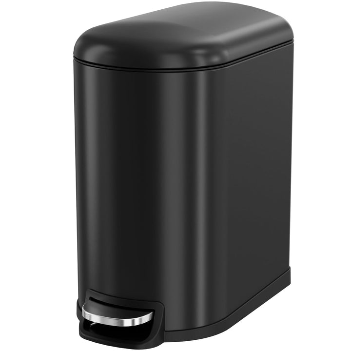 Clevich schmaler 20L geruchsdicht Metall-Mülleimer, Softclose, Schwarz, Schwarz