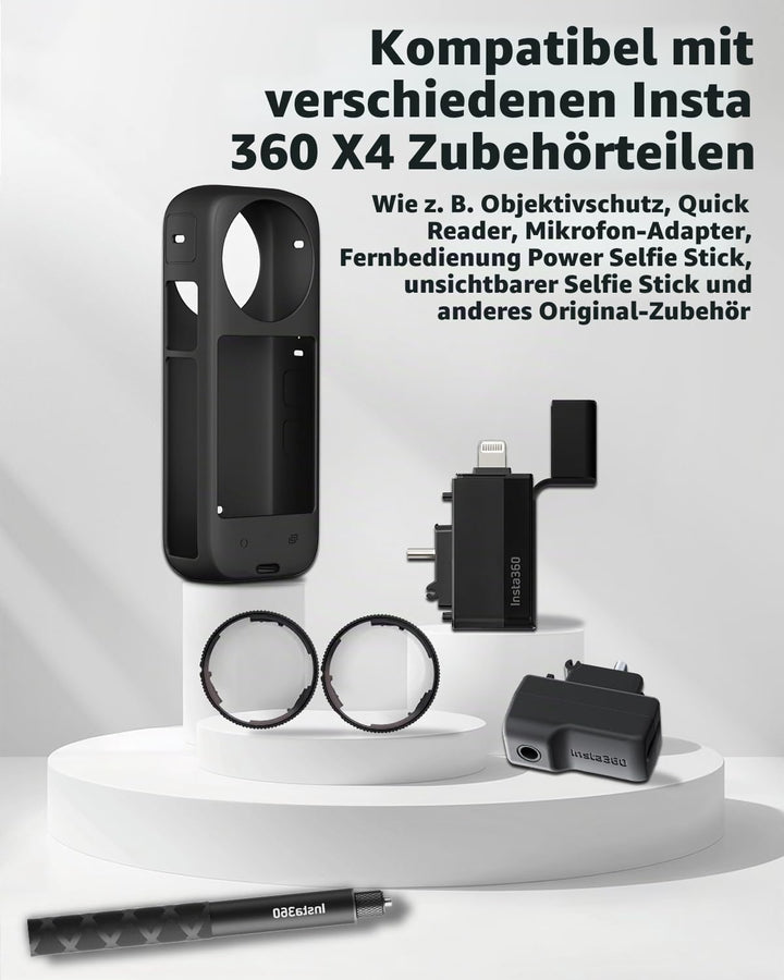 Semaiki Silikonhülle für insta360 X4,Silikonschutz mit Objektivdeckel und 2X Displayschutzfolien kom