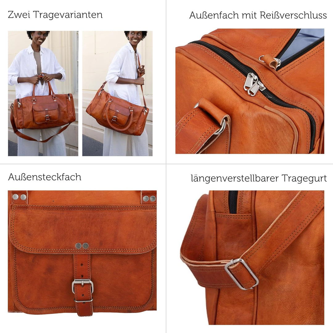 Gusti Weekender Leder - Harvey Damen und Herren Reisetasche Umhängetasche Handtasche Ledertasche Bra