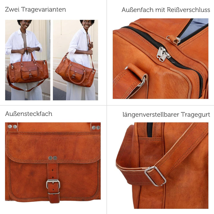 Gusti Weekender Leder - Harvey Damen und Herren Reisetasche Umhängetasche Handtasche Ledertasche Bra