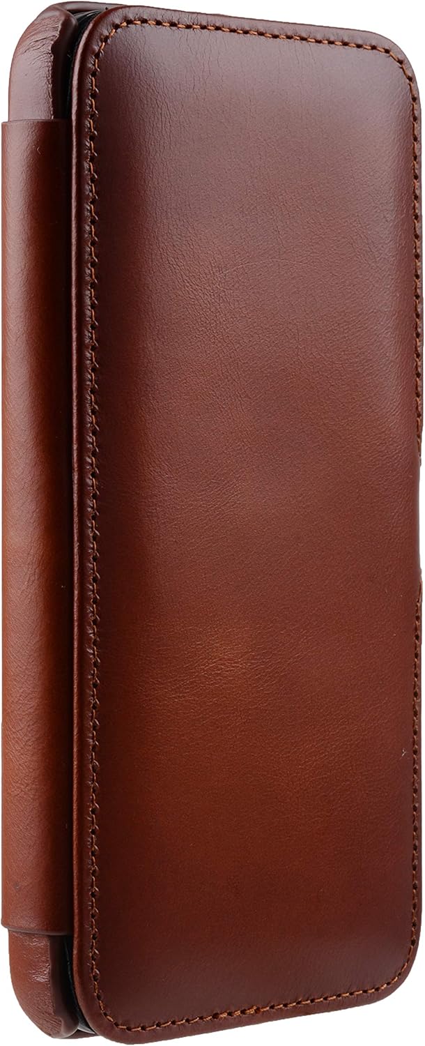 STILGUT Book Case kompatibel mit iPhone 12 Pro Max (6.7") Hülle aus Leder mit Clip-Verschluss, Klapp