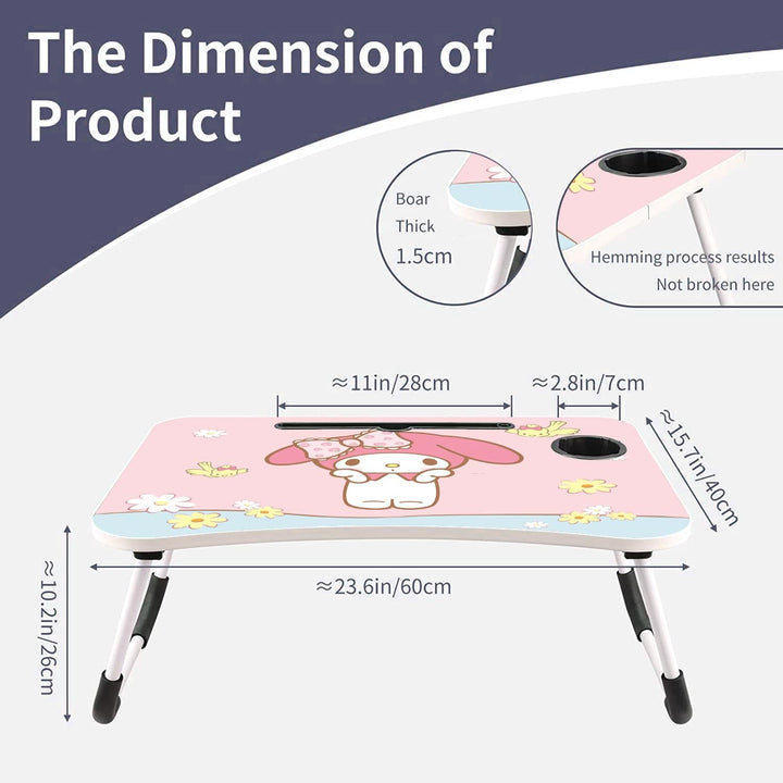 Laptop-Tisch Cartoon-Bilder,Tragbar Laptop Betttablett Tisch mit klappbaren Beinen & Getränkeschlitz