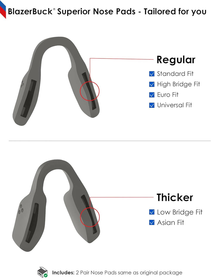 BlazerBuck Ersatz-Nasenpolster für Oakley OX8028 OX8171 OX8032 OX8161 Brille Schwarz/Grau