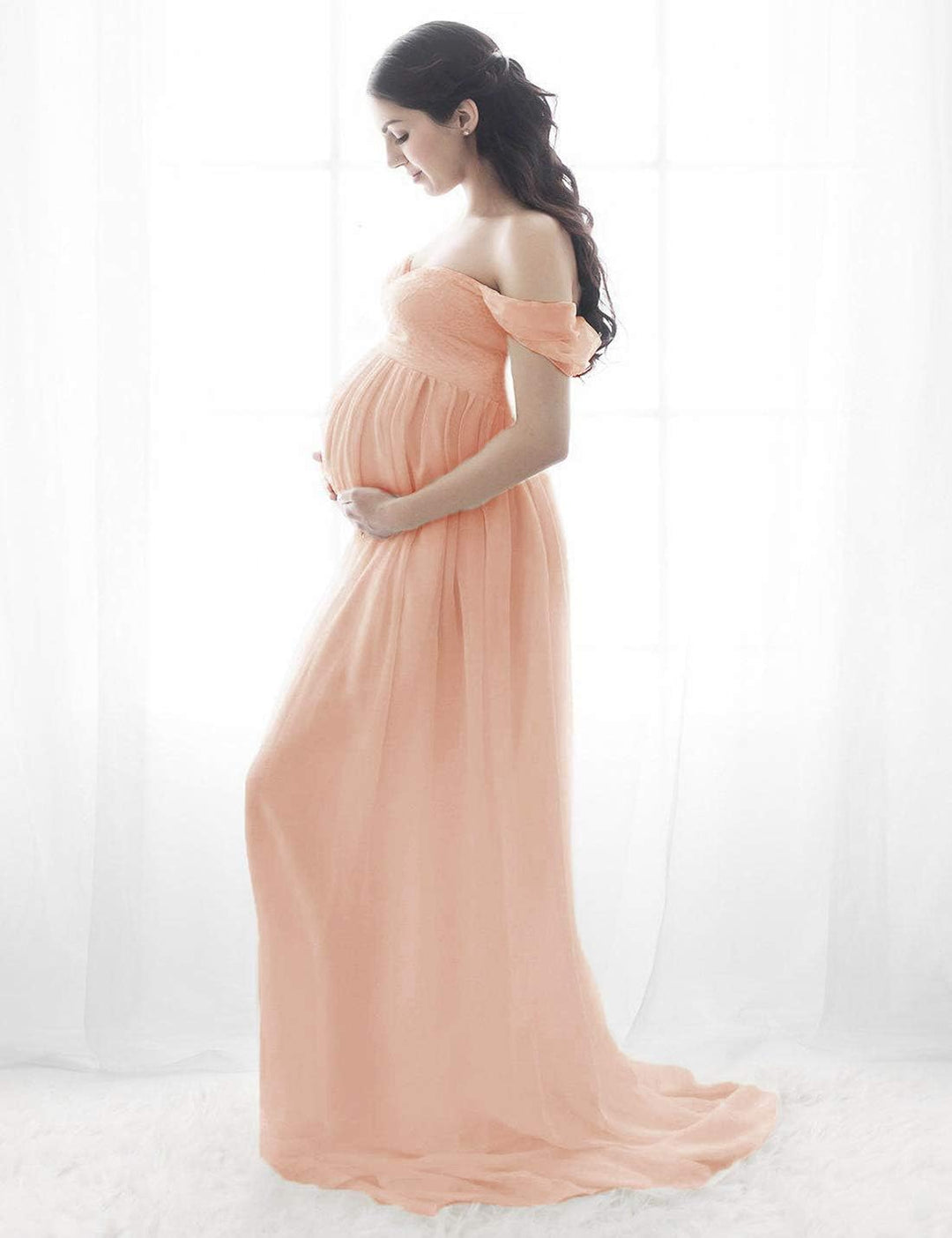 Schwangere Frauen Fotografie Stützen Schwanger Kleid Maternity Gown Split Front Foto Shoot Kleid Mut