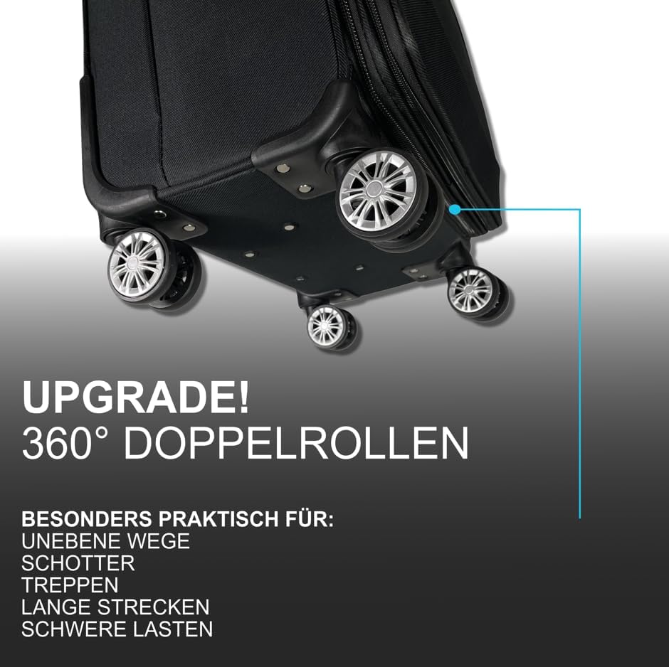 MY TRAVEL BAG Stoff Reisekoffer Trolley Erweiterbar mit Zwillingsrollen (M/L/XL/XXL oder 4er Set) We