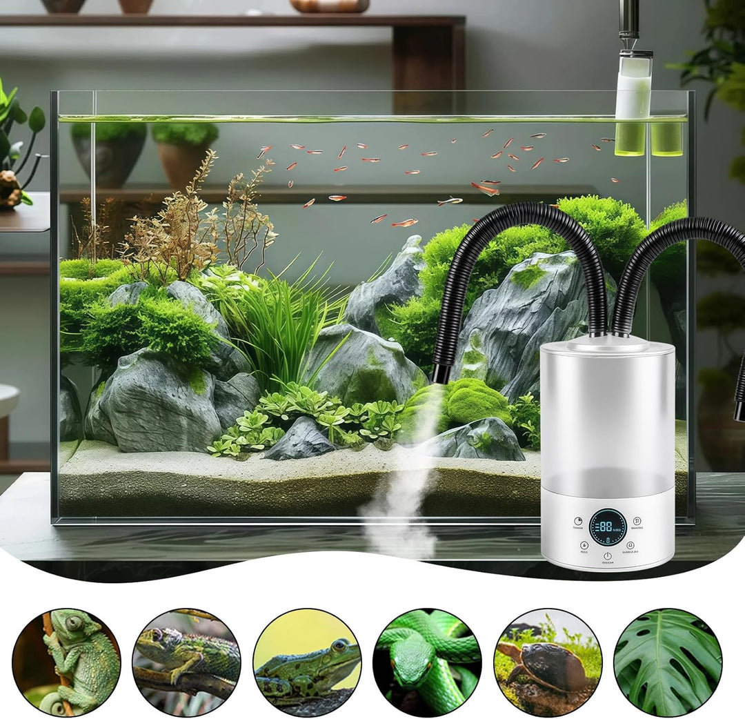 4L Reptilien-Luftbefeuchter, Terrarium Nebelgerät mit 420ml/h & Doppelschlauch, Ultraleiser Reptilie