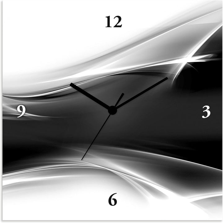 ARTLAND Wanduhr ohne Tickgeräusche Leinwand Funkuhr 30x30 cm Quadratisch Lautlos Design Abstrakt Kun