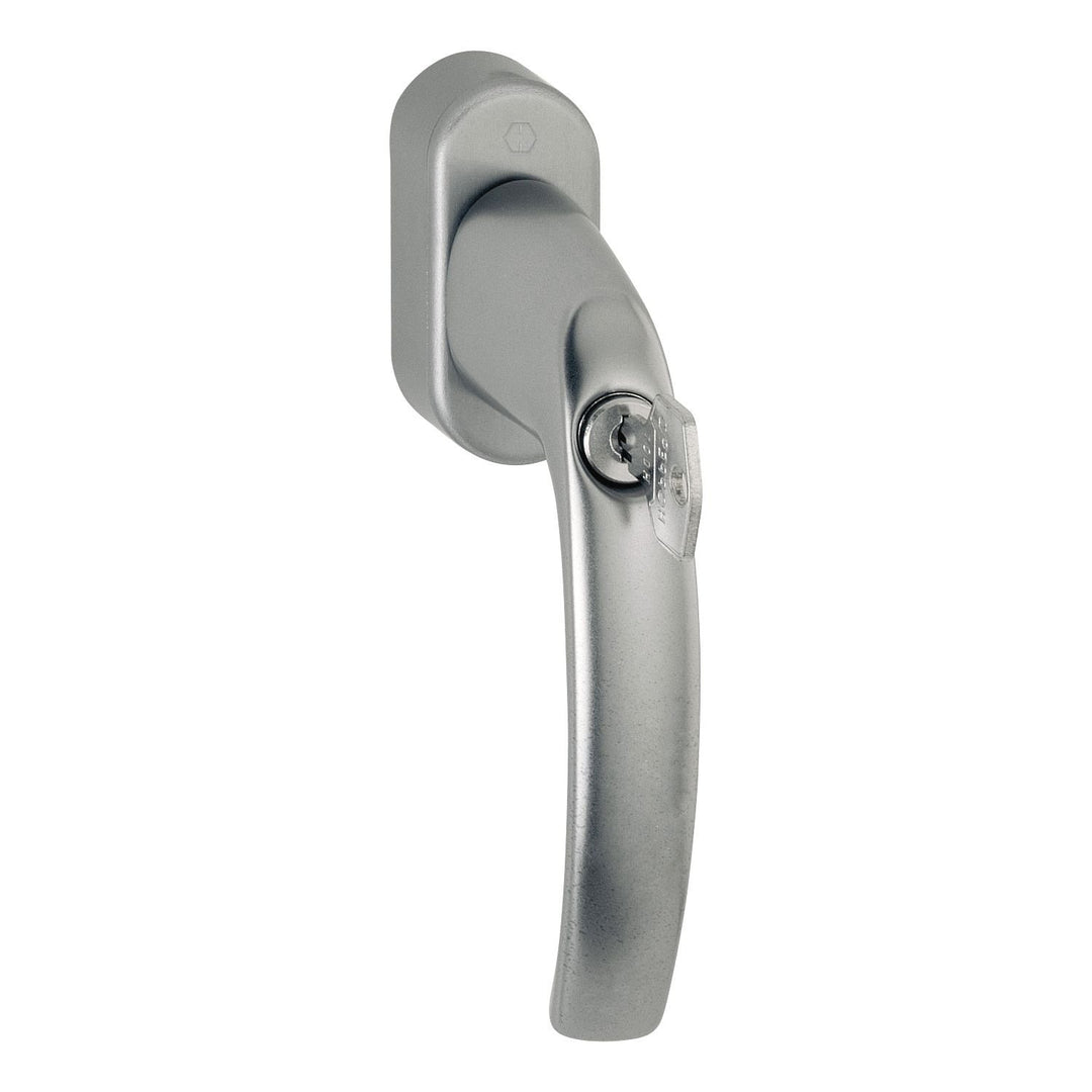 HOPPE 10763941 Fenstergriff ATLANTA mit Sperrzylinder | Edelstahl Effekt | sperrbar mit Schlüssel |