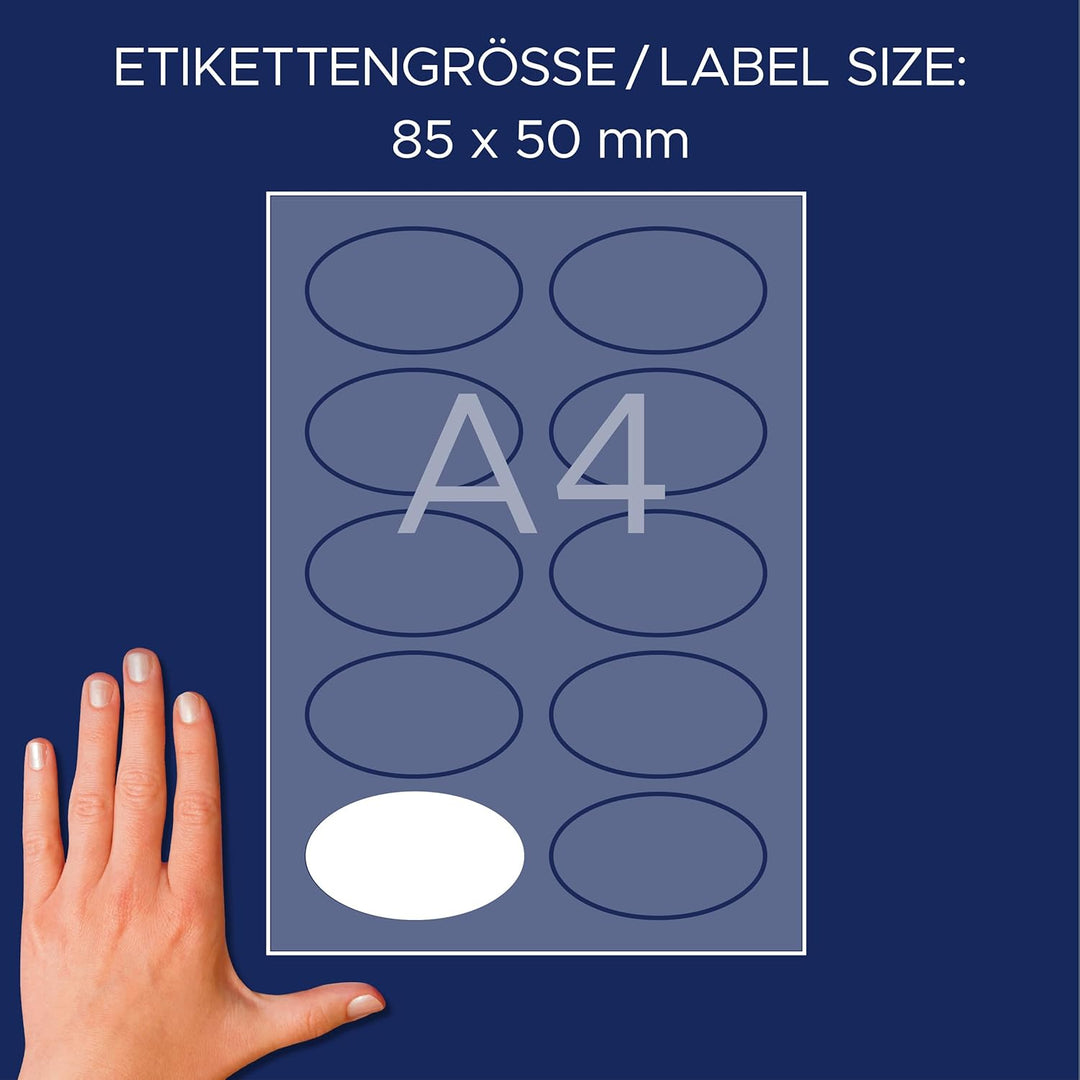 Avery Zweckform L4882-20 Namensetiketten (200 Namensaufkleber, 85x50mm auf A4, selbstklebend, bedruc