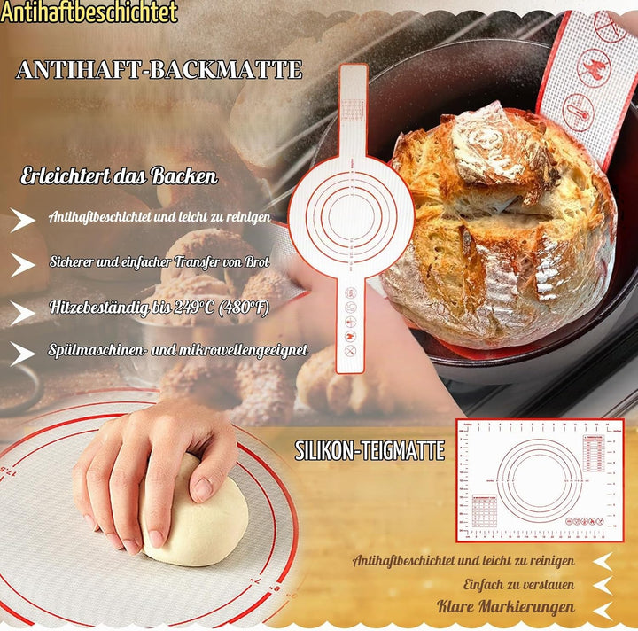 IIRC Sauerteig Starter Set, Brot Gärkörbchen Set, Sauerteig Zubehör für Anfänger, Erfahrener Bäcker