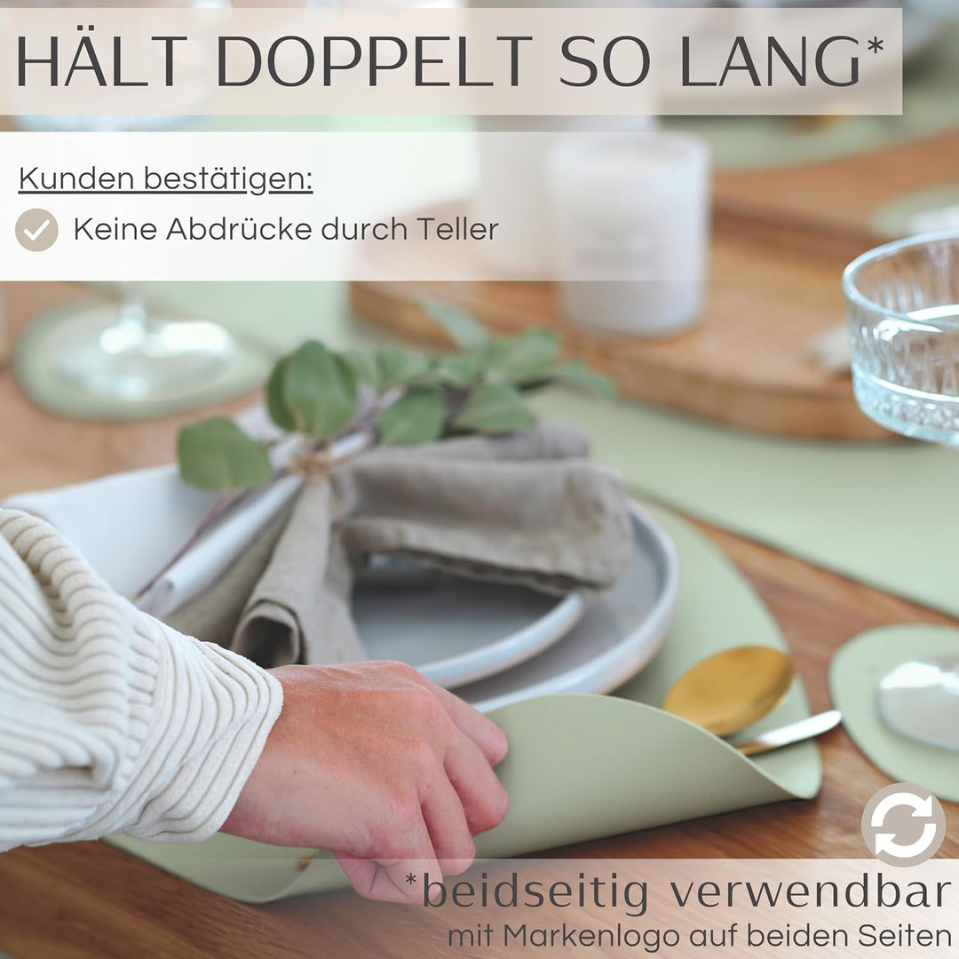 Mahewa® 6er Set Premium Tischset aus Leder-Imitat - Kunstleder Platzset abwaschbar und wasserdicht -