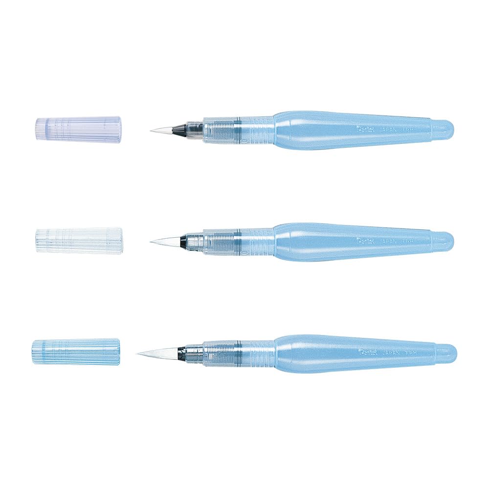 Pentel Aquash Brush FRH, Set mit 3 Pinseln für Wasserbehälter mit feinen, mittelgrossen und grossen