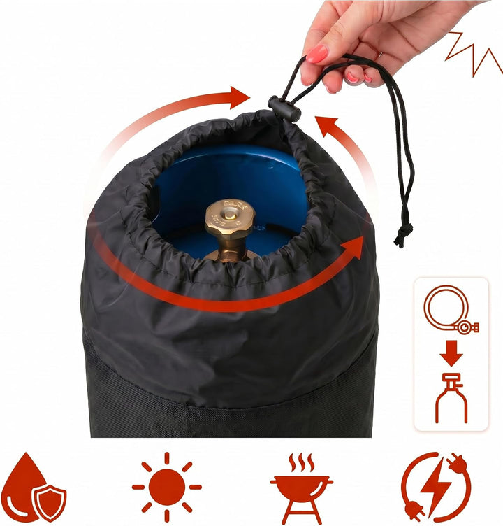Gasflaschen Abdeckung 11 kg für Grill und Camping Gasflaschenhülle mit Kordelzug Reissverschluss sta