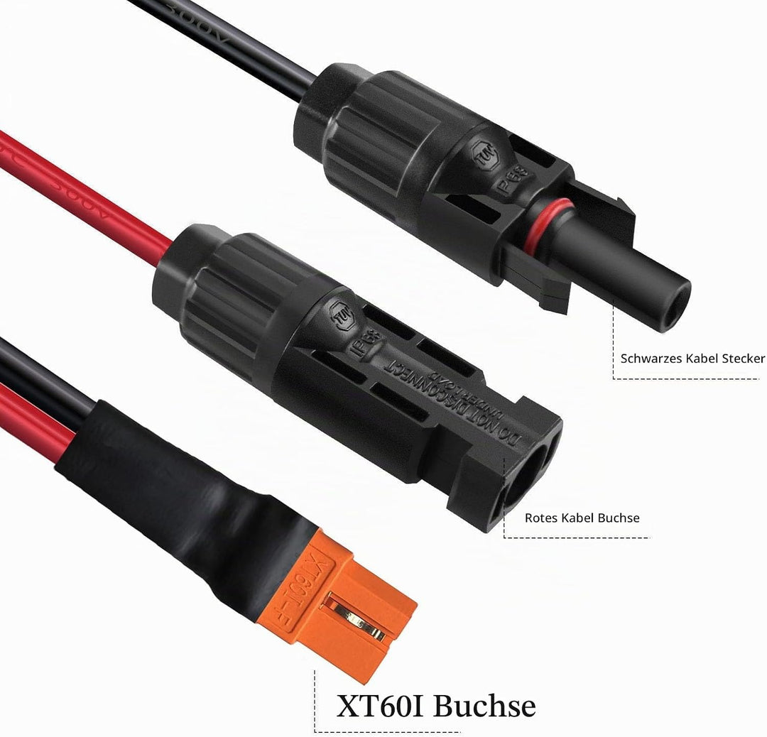 ZkeeShop Solar auf XT60i 5M Kabel 10AWG XT60I-F Solarkabel 6mm2 Verlängerungskabel Kompatibel für Tr