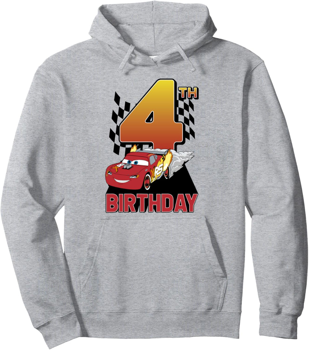 Disney Pixar Cars Lightning McQueen 4th Birthday Peel Out Pullover Hoodie