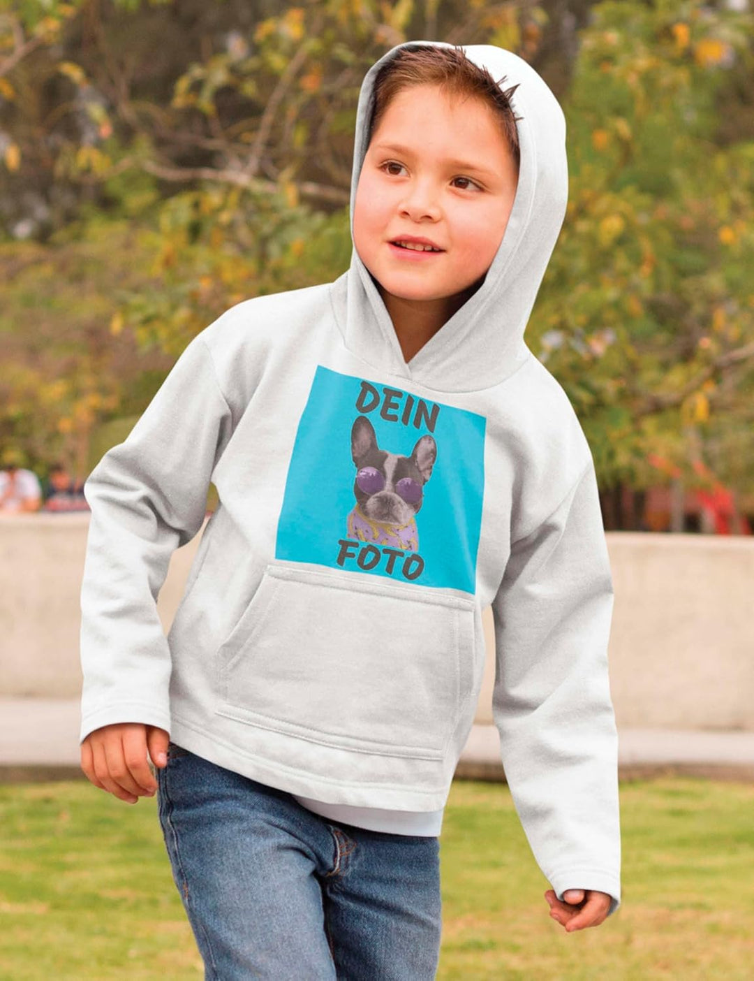 Kinder Hoodie Bedrucken Lassen - Mit Wunschfoto personalisiert - Kapuzenpullover als Geschenk für Ju