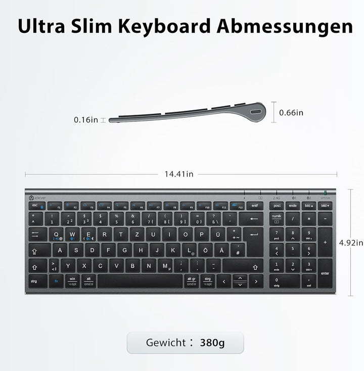 iClever Bluetooth Tastatur mit Maus, Tastatur Maus Set Kabellos,Wiederaufladbare Dualmodus (Bluetoot
