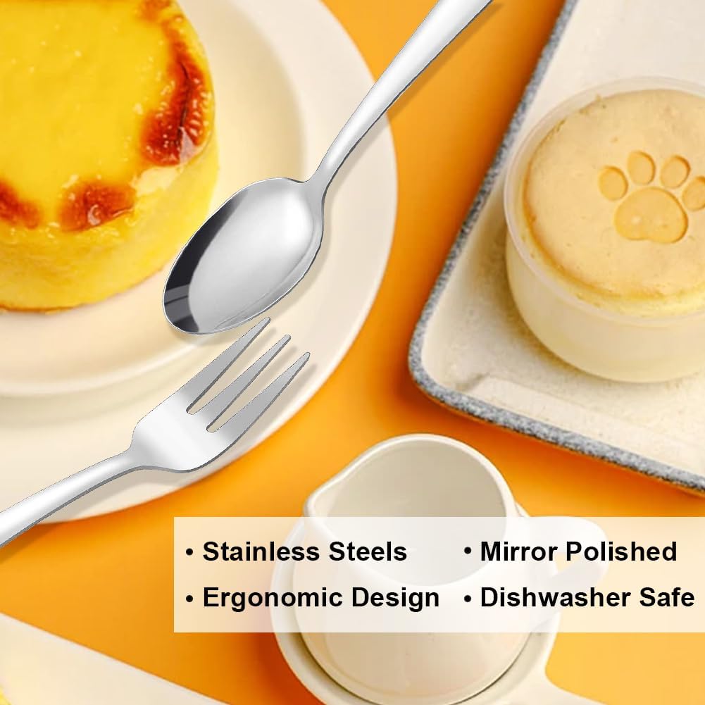 Kaffeelöffel und Kuchengabeln Set 24 Stück, Kleine Löffel und Gabeln Set, Kaffeebesteck Edelstahl fü