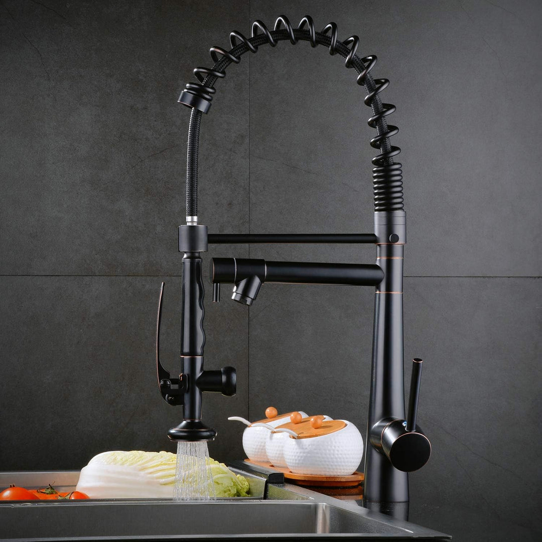 Küchenarmatur mit Herausziehbarer Dual-Spülbrause, 2 Wege Wasserhahn küche Spiralfederhahn 360°drehb
