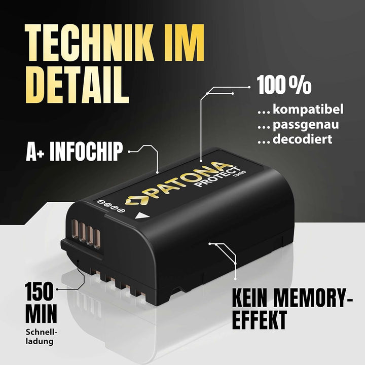 PATONA 2X Protect V1 Akku DMW BLK22 BLK22E (2400mAh) - kompatibel mit Panasonic DC G9 S5 S5K GH5 GH5