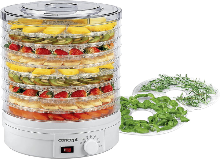 CONCEPT Hausgeräte so1020 Dörrgerät Gobi, 9 Dörr-Einsätze, extra grosse Kapazität, weiss, Gross