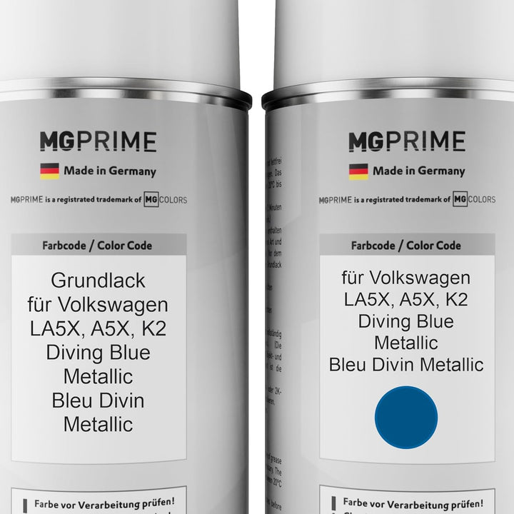MG PRIME Autolack Sprühdosen Set für Volkswagen VW LA5X / A5X / K2 Diving Blue Metallic/Bleu Divin M