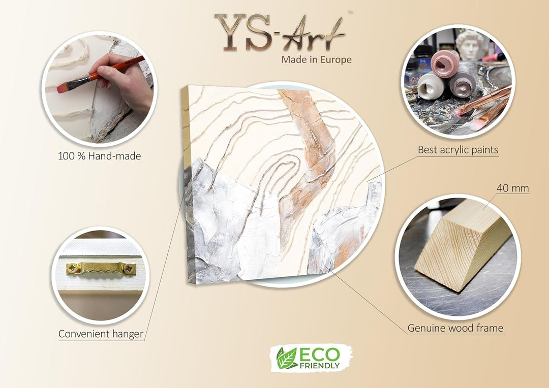 YS-Art Luxus Abstrakt Design Acryl Gemälde auf Leinwand Sinfonie handgemalt Wandbilder Wohnzimmer mo