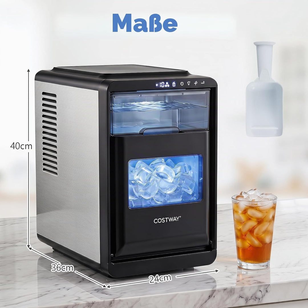 COSTWAY Eiswürfelmaschine für klare Halbmond-Eiswürfel, 12 kg/Tag, | 16 Stück in 15 Min, Eismaschine