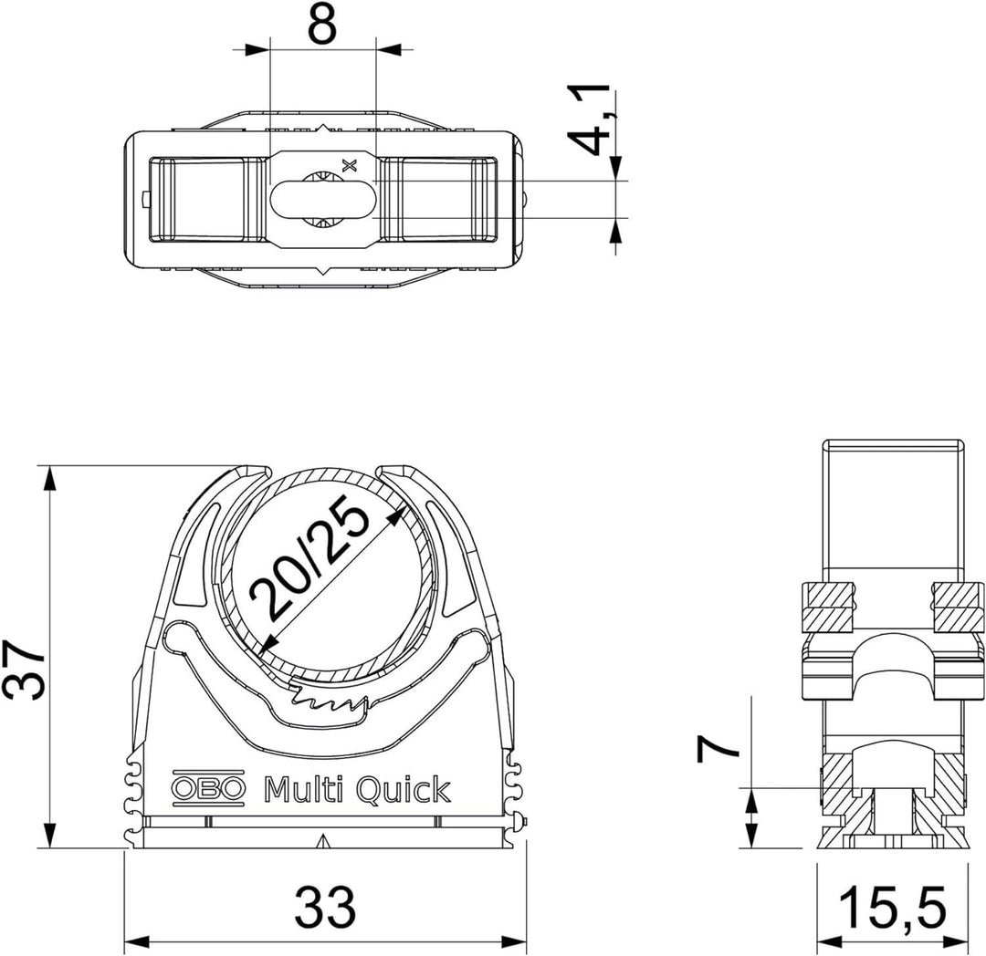 BETTERMANN Rohrschelle Quick M25, 24.3mm, Kst, gr M-Qu