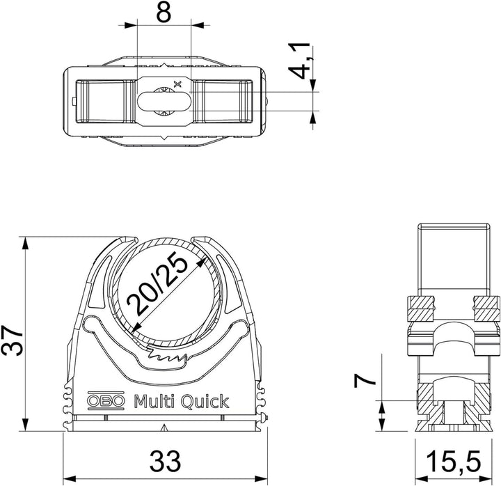 BETTERMANN Rohrschelle Quick M25, 24.3mm, Kst, gr M-Qu