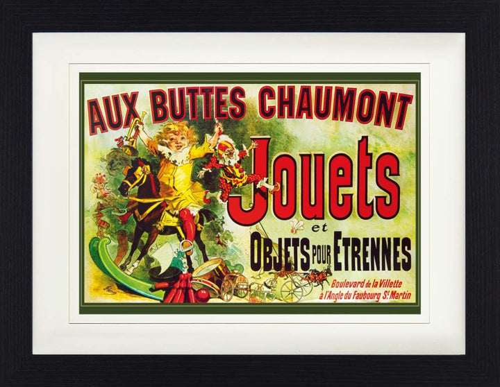 1art1 Vintage Poster Aux Buttes Chaumont, Jouets Et Objets Pour Étrennes, Jules Cheret, 1885 Gerahmt