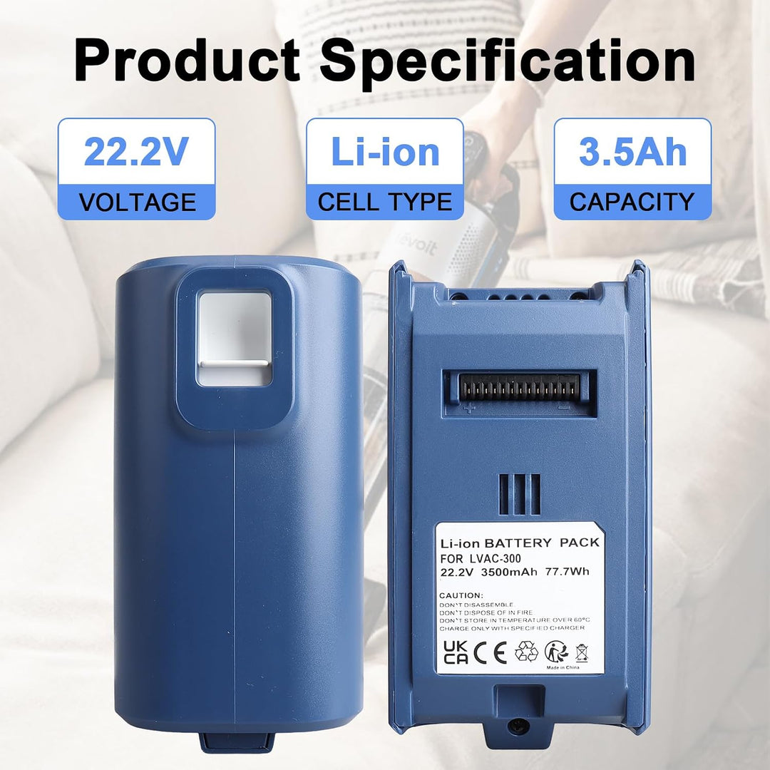 Ersatzakku für den Levoit LVAC-300 Akku-Staubsauger, 3000 mAh 21,6 V Li-Ionen-Akku für den Levoit LV