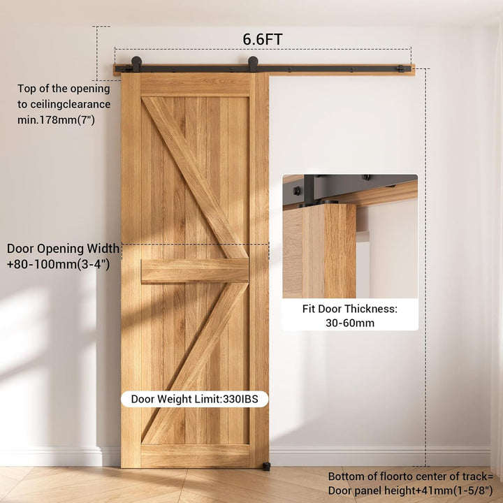 ETIASQSA 150CM/5FT Schiebetürbeschlag Schiebetürsystem Gleitschiene Holzschiebetür Schwarz Beinhalte