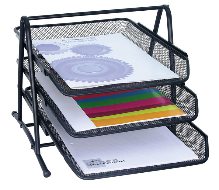 Wedo 65801 Briefablage Office (aus Drahtmetall, 3 Fächer, passend bis C4-Format, 35 x 30 x 27 cm) sc