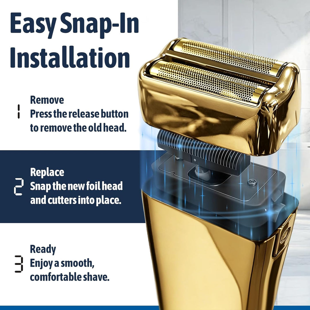 Ersatz-Rasierklinge kompatibel mit BaByl**sPRO Double FXFS2 - Metallfolie (Gold, 3er Pack), Gold, 3e
